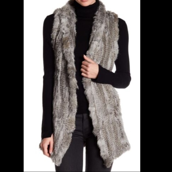 Love Token Jackets & Blazers - Love Token Gray Rabbit Fur Vest